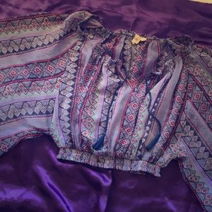 Small hollister purple blue chiffon shear crop top